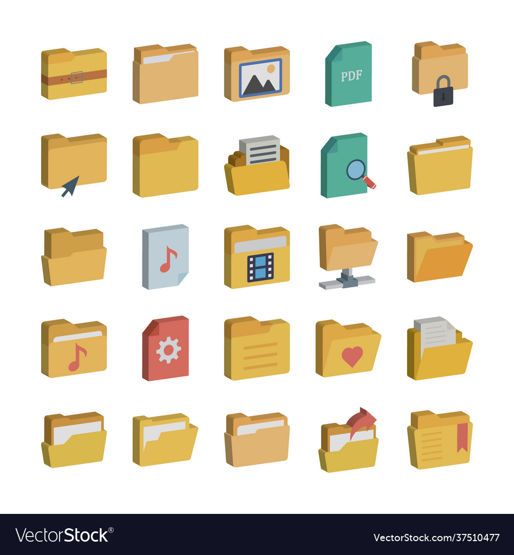 Folder icon set every sing can easily modify Vector Image