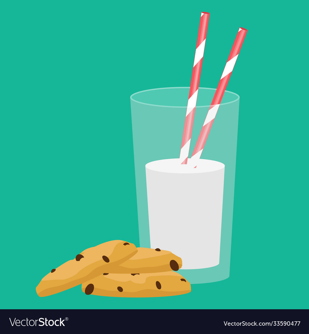 Glass milk and cookies breakfast Royalty Free Vector Image