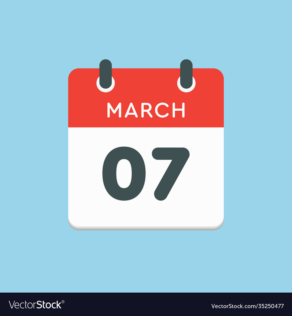 Icon day date 7 march template calendar page Vector Image