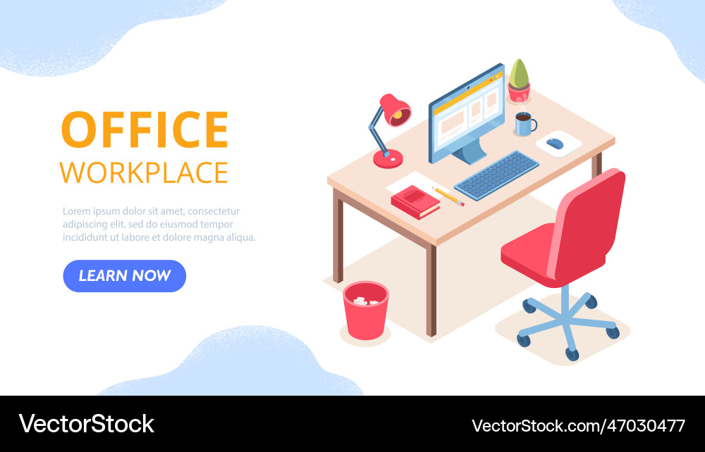 Isometric office table Royalty Free Vector Image