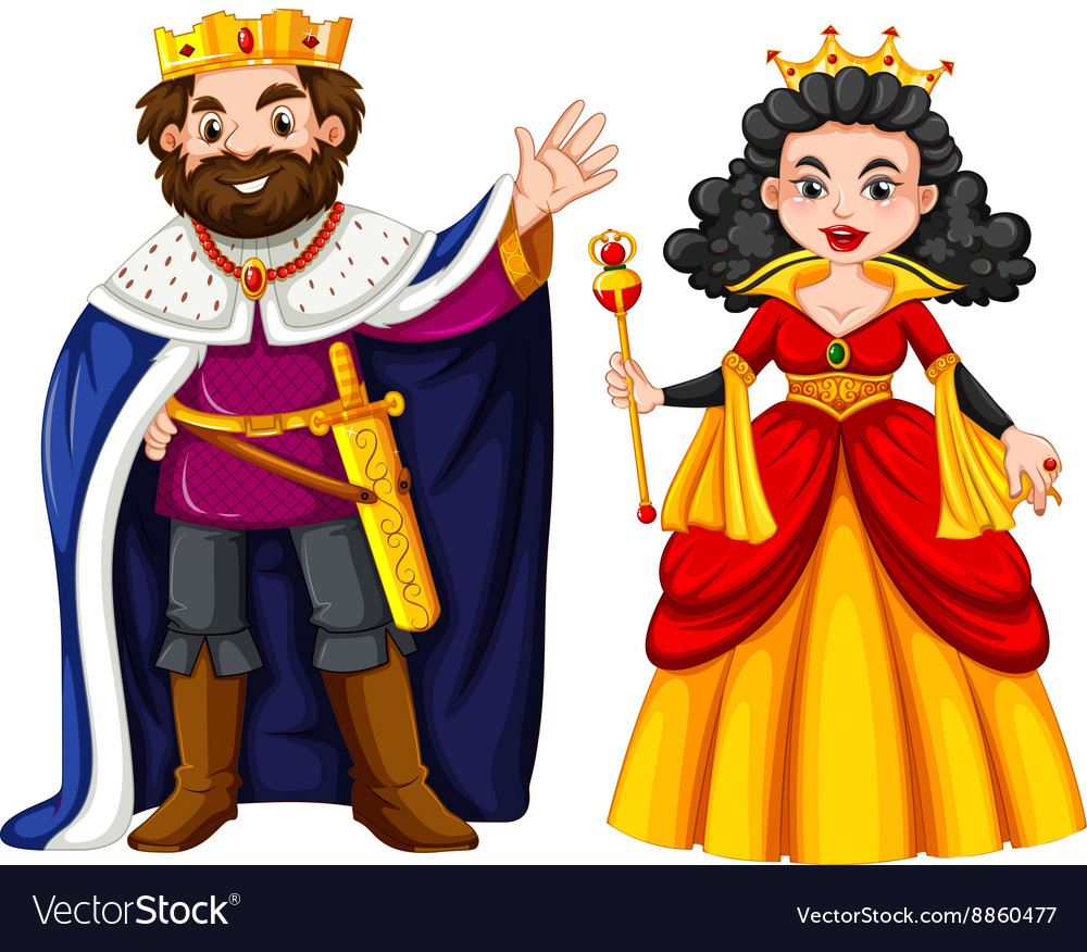 Cartoon style of king and queen Royalty Free Vector Image