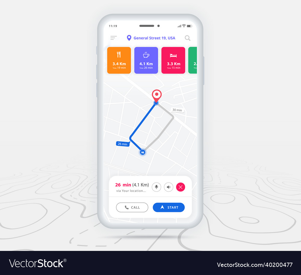 Map gps navigation ux ui concept smartphone Vector Image