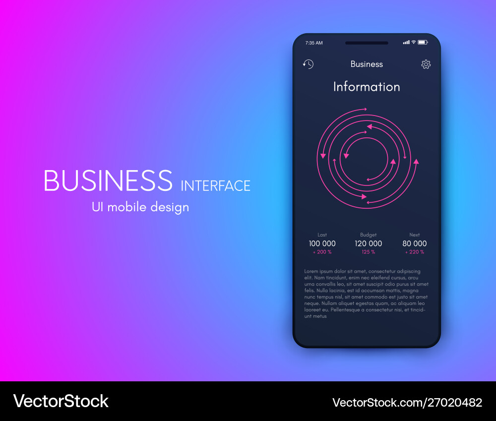 Mobile application interface ui design stock Vector Image