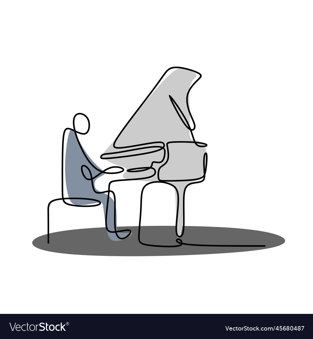 Continuous drawing line playing the piano Vector Image