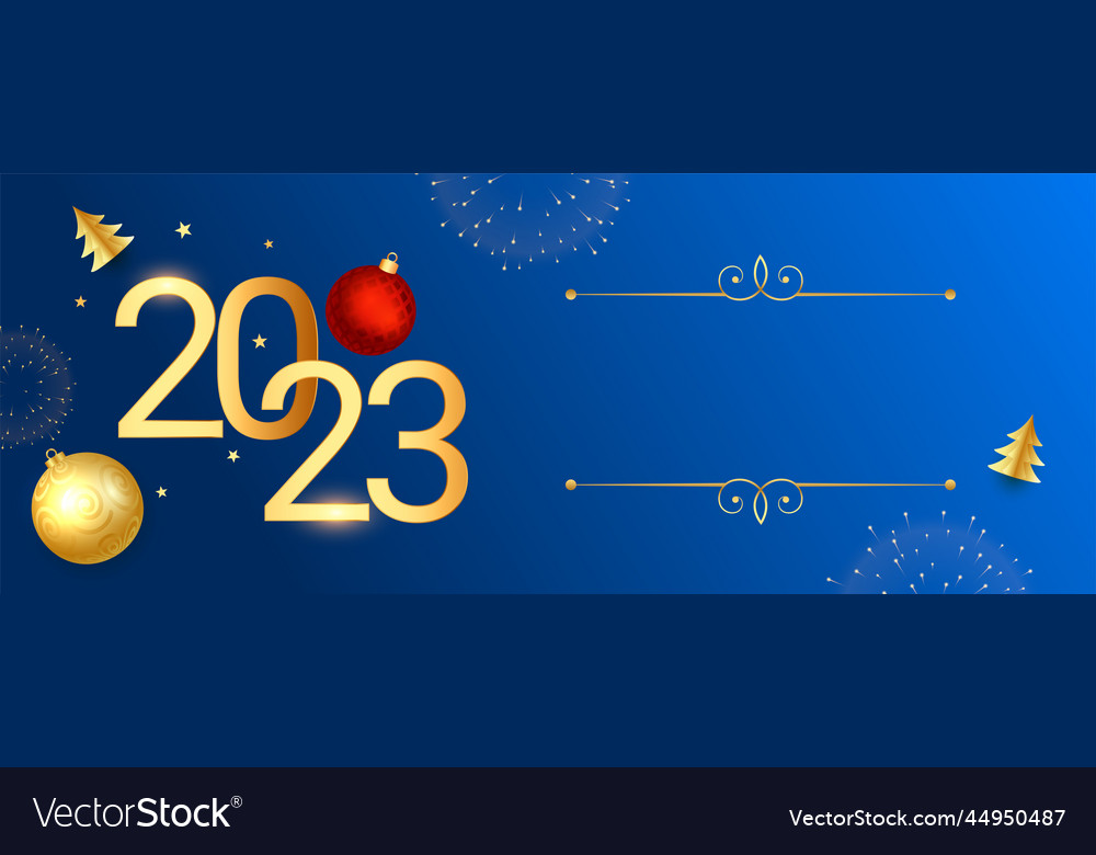 Decorative new year eve 2023 banner with text Vector Image