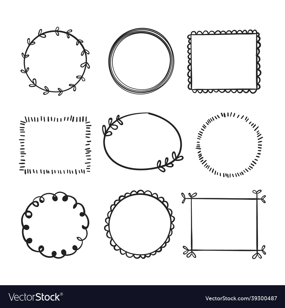 Hand drawn doodle frames set Royalty Free Vector Image