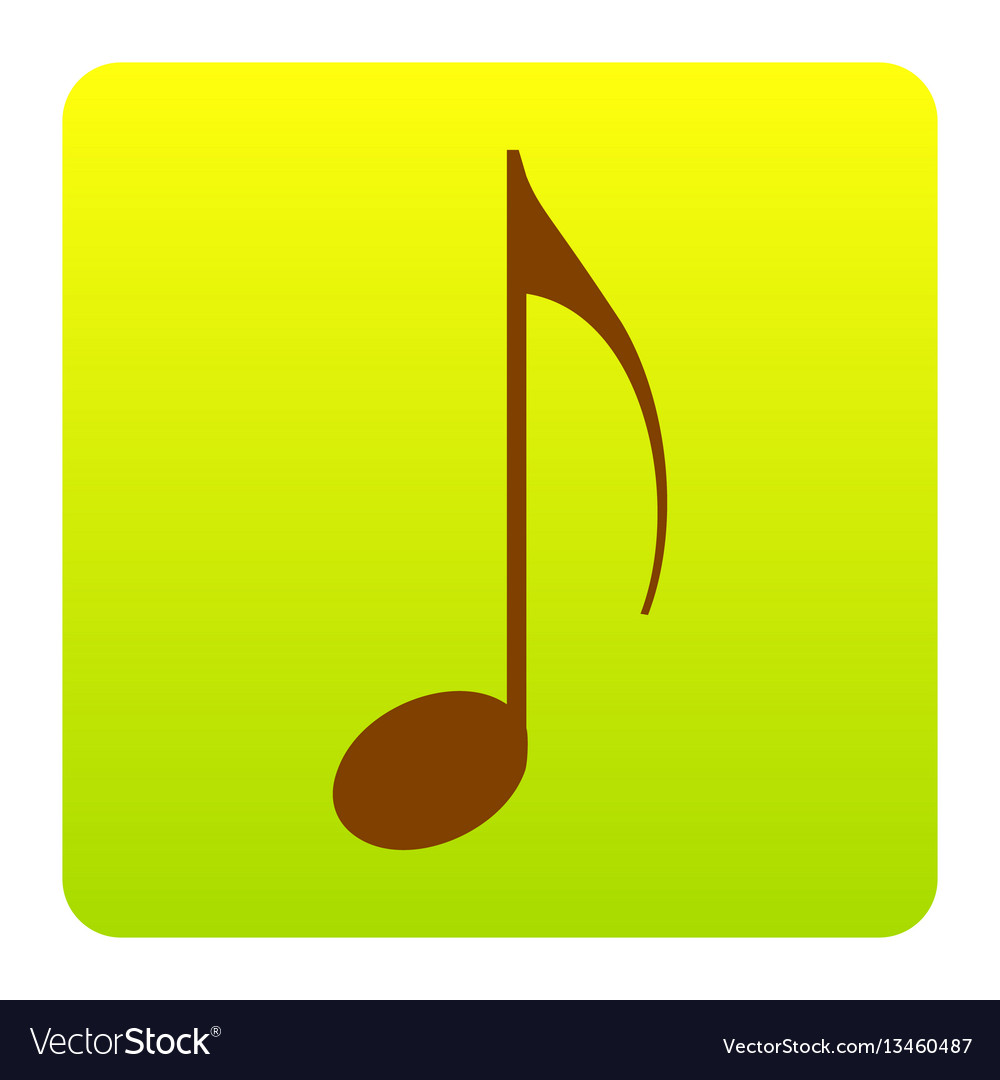 Music note sign brown icon at green Royalty Free Vector