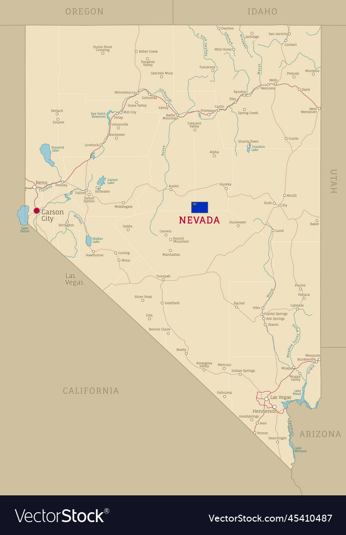 Road map of nevada us american federal state Vector Image