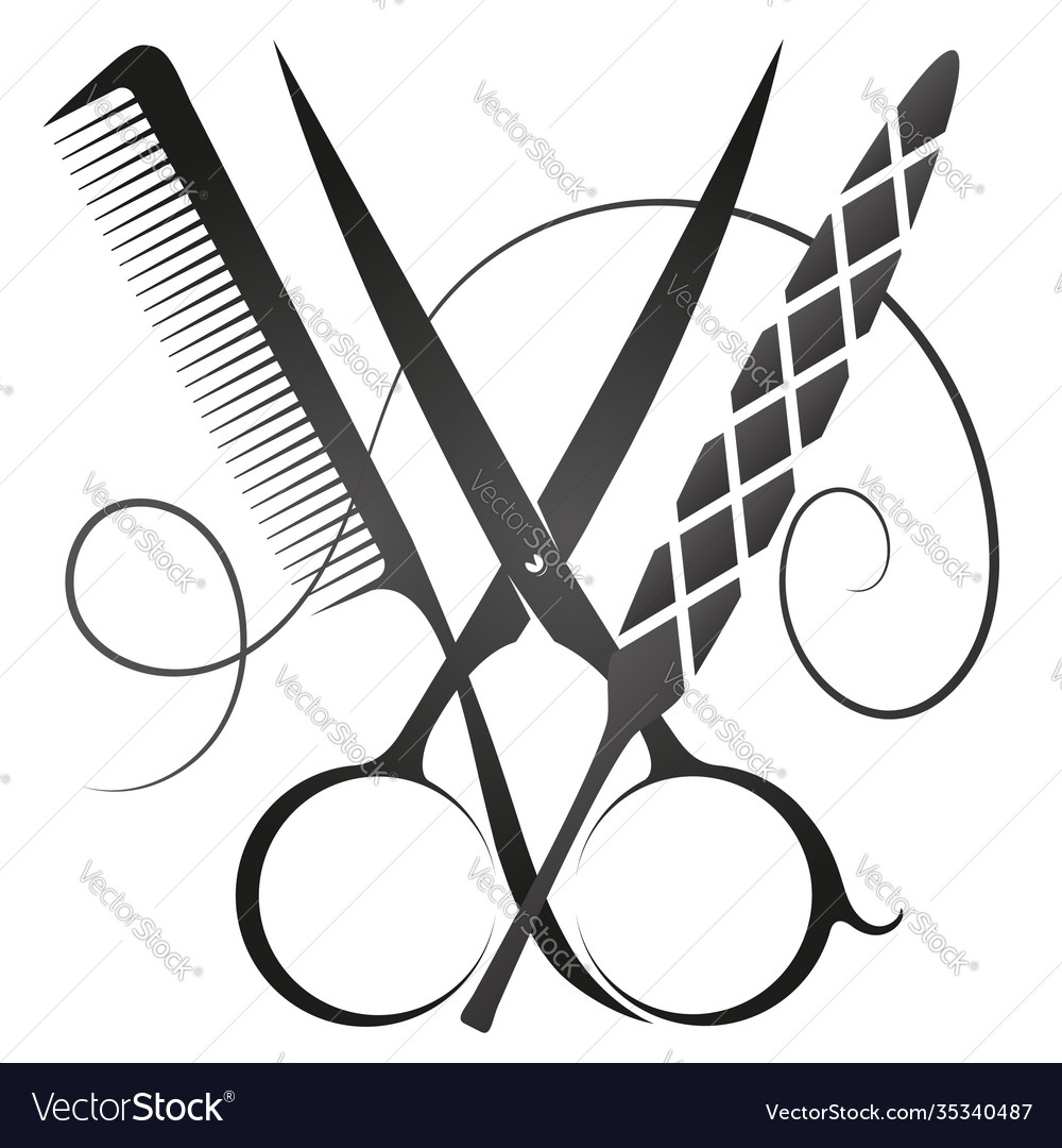 Scissors comb and nail file symbol Royalty Free Vector Image