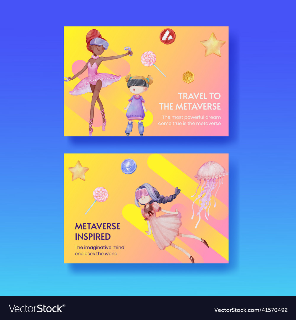 Facebook Template With Metaverse Technology Vector Image