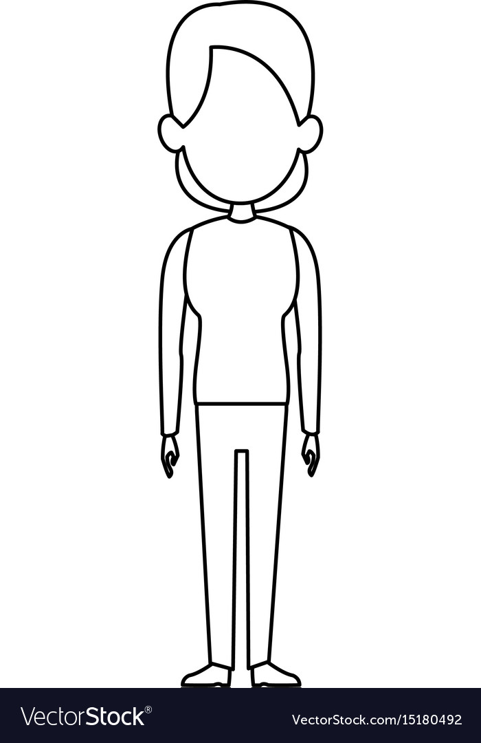 Woman female standing character outline image Vector Image