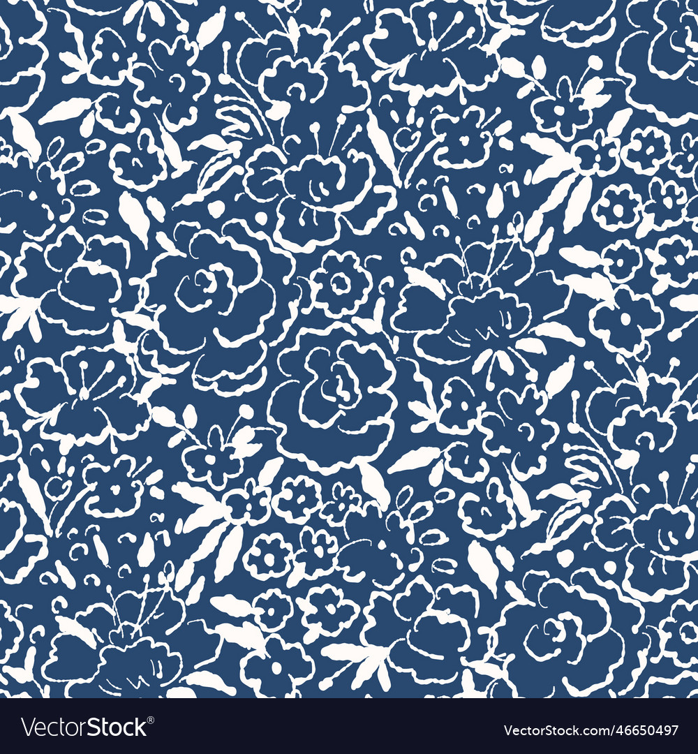 Black and white seamless pattern with flowers Vector Image