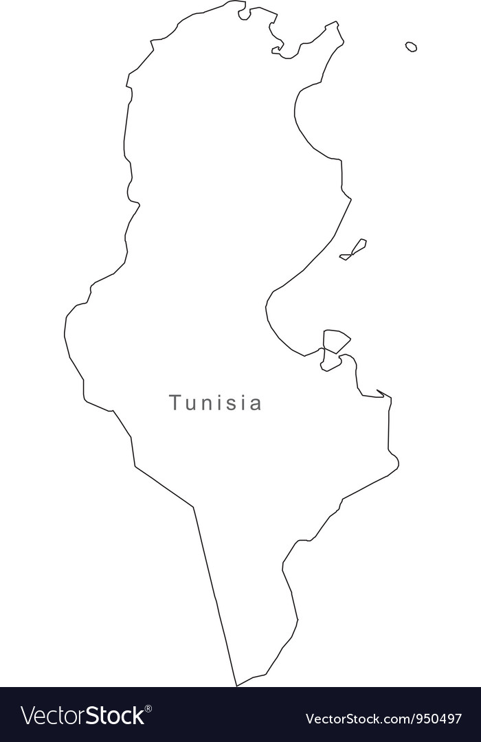 Black white tunisia outline map Royalty Free Vector Image