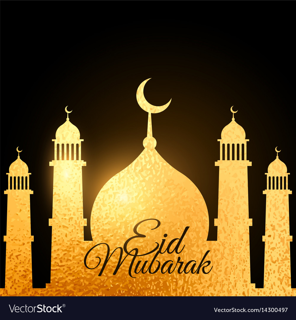 Eid festival background with golden mosque Vector Image