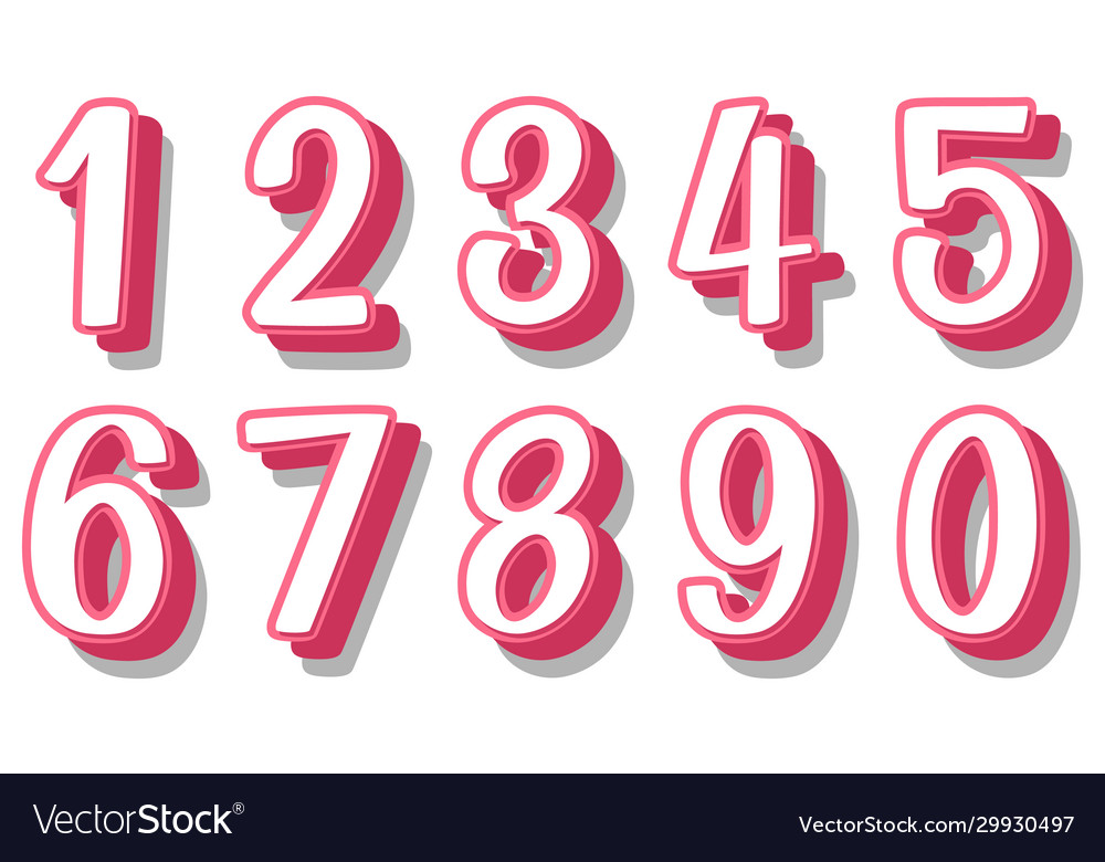 Font design for numbers one to zero on white Vector Image