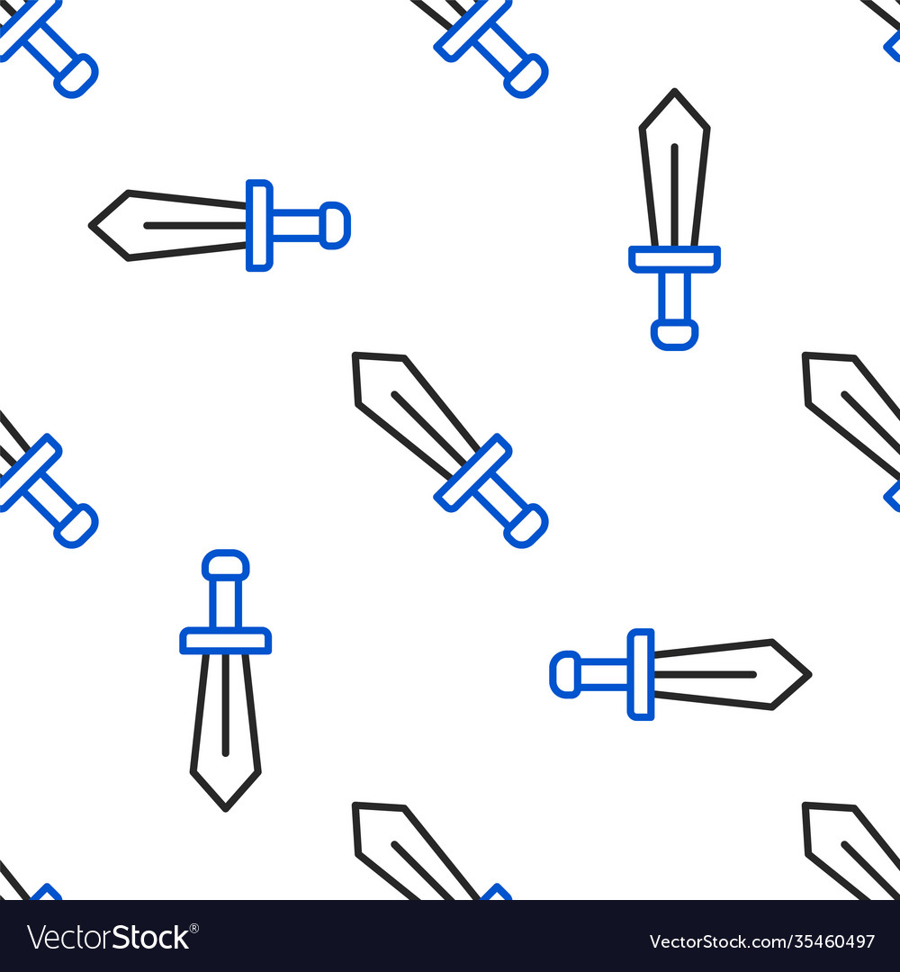 Line sword for game icon isolated seamless pattern