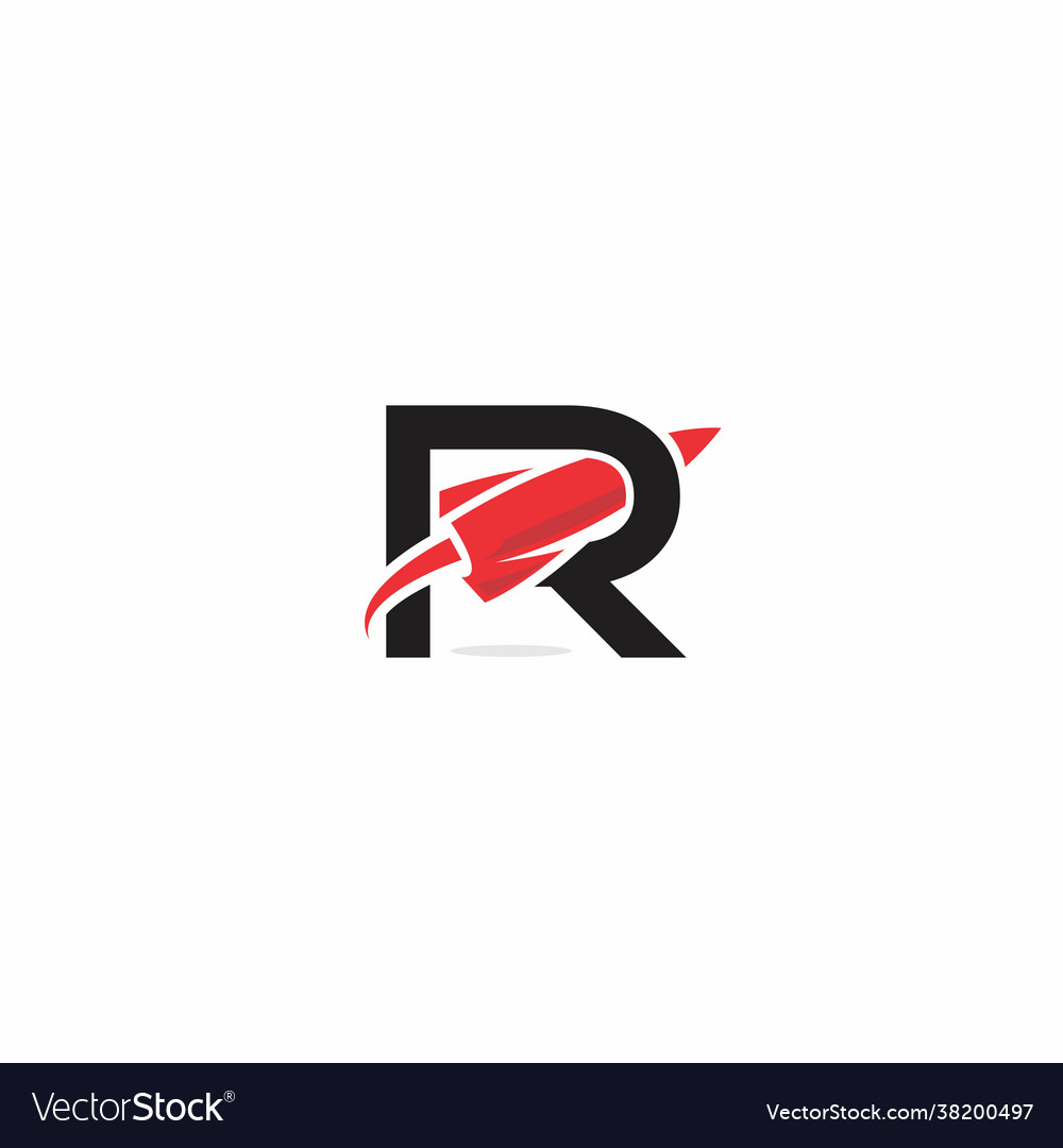 R rocket logo simple letter icon Royalty Free Vector Image