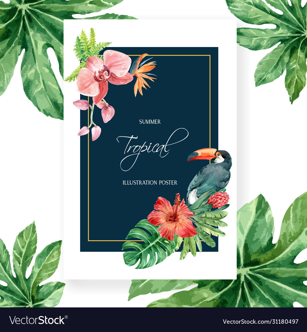 Tropical poster design summer with plants\
foliage