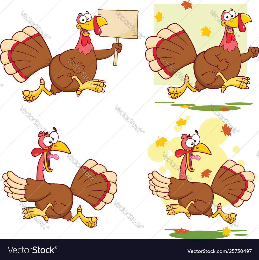 Turkey bird cartoon character collection - 2 Vector Image