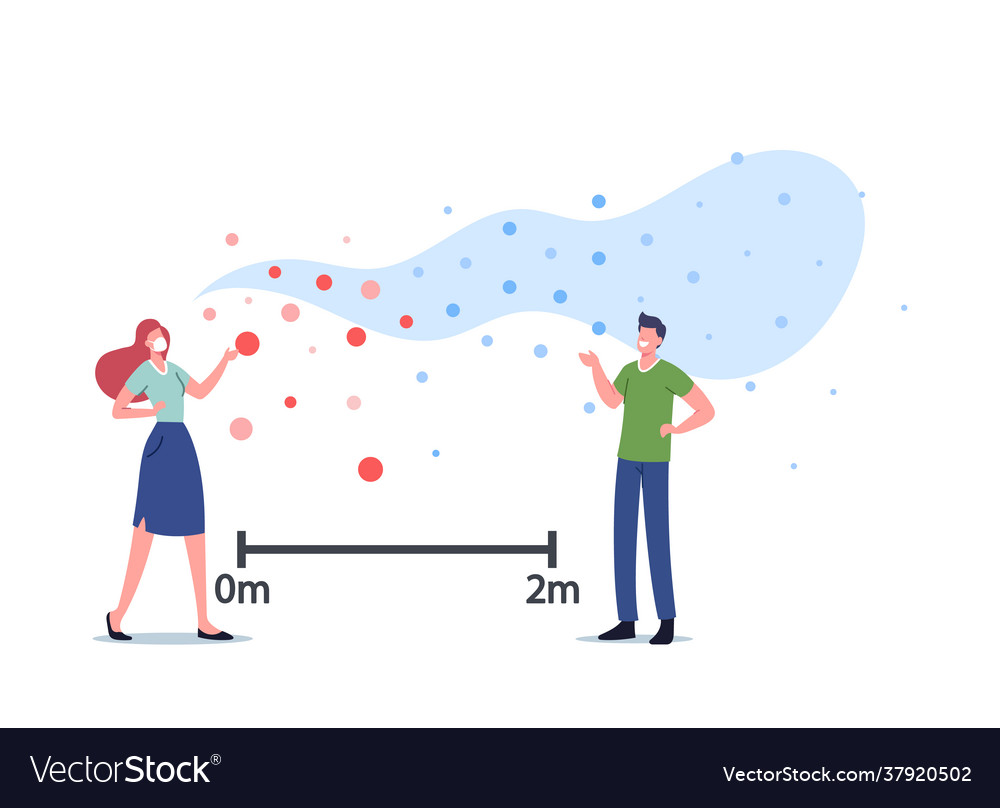Airborne virus transmission characters Royalty Free Vector