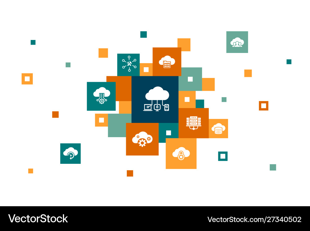 Cloud computing infographic 10 steps pixel design Vector Image