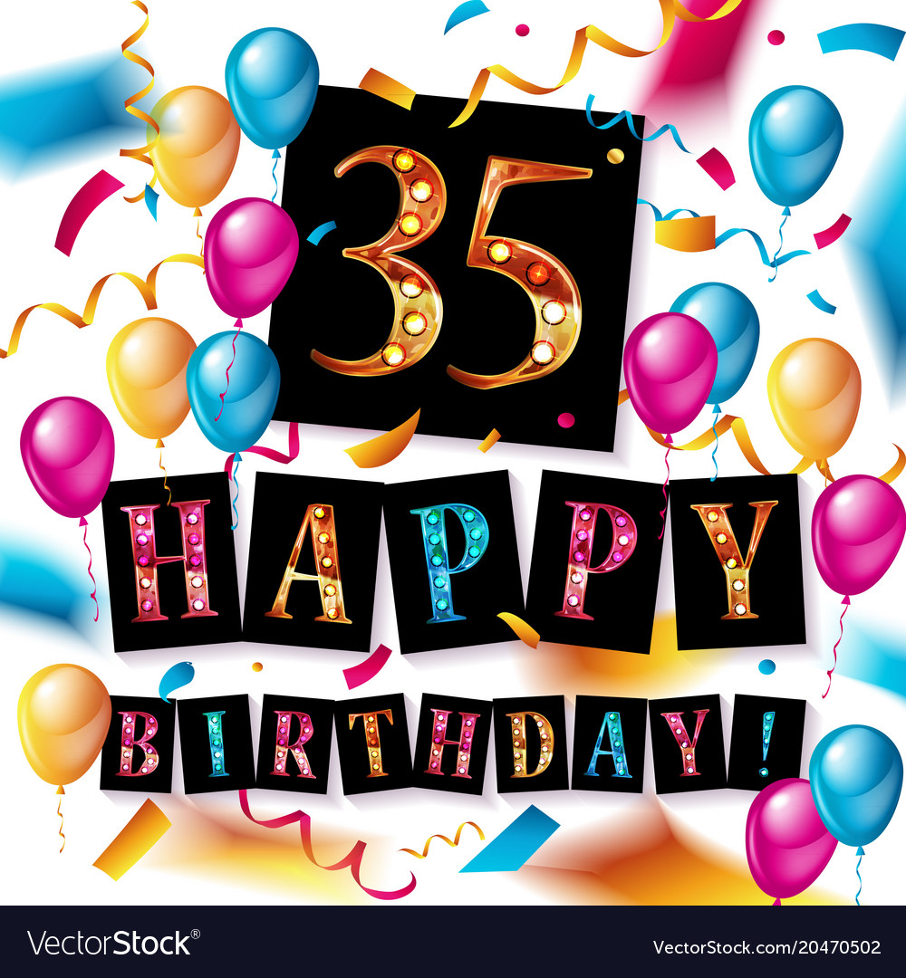 Color 35 th birthday celebration Royalty Free Vector Image