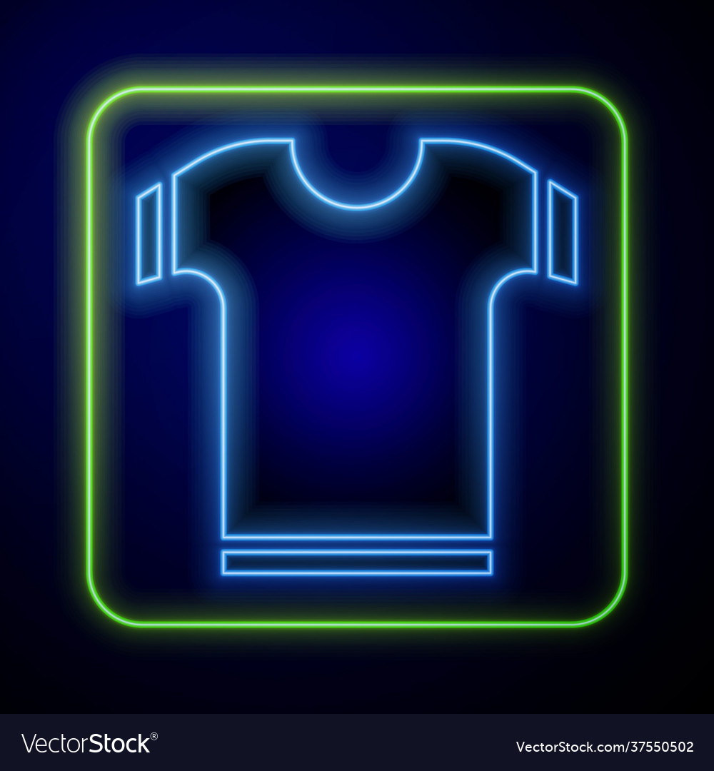 Glowing Neon T Shirt Icon Isolated On Blue Vector Image