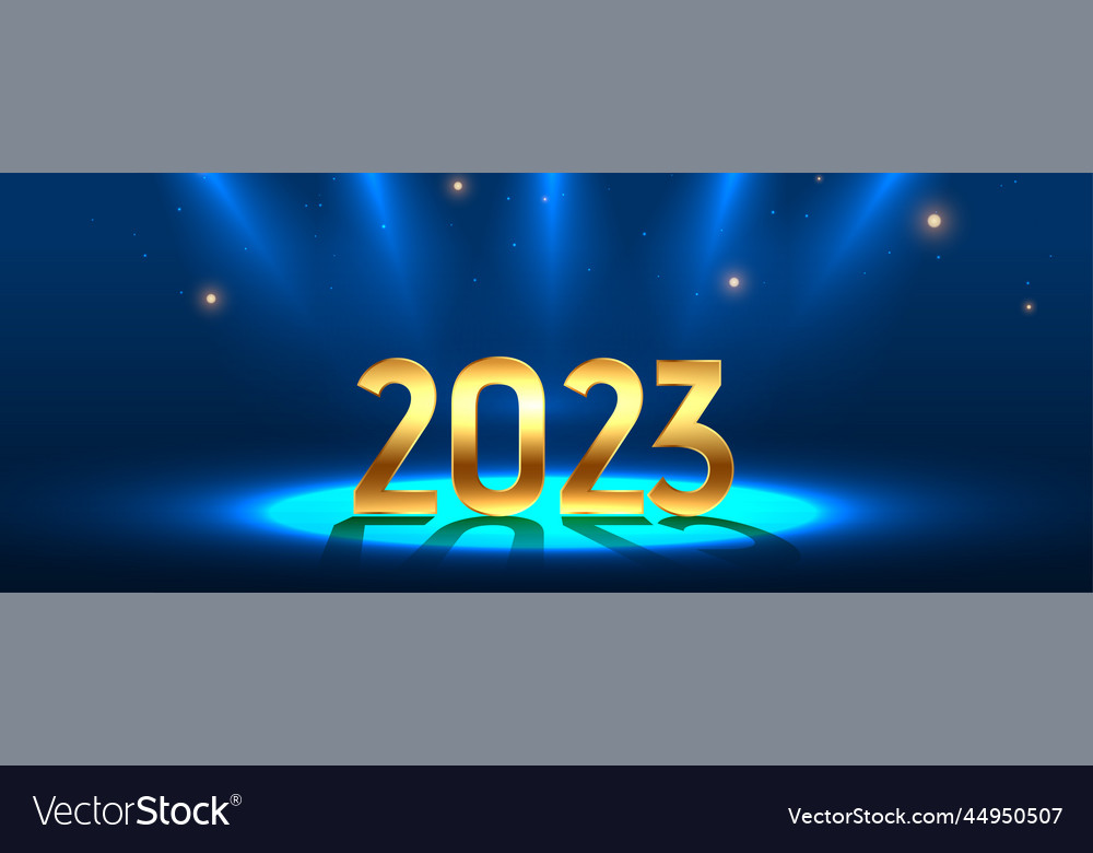 3d 2023 golden text with spot light effect Vector Image