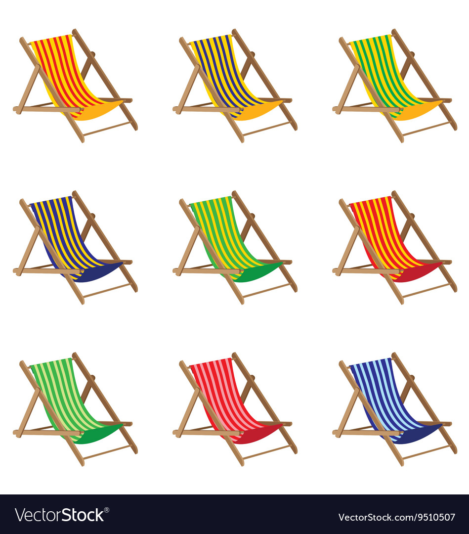 Beach chair colorful isolated on white Royalty Free Vector