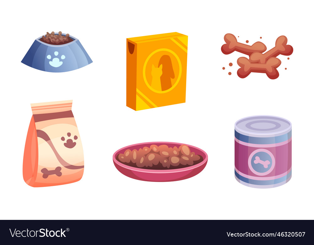 Food for pets domestic animals different product Vector Image