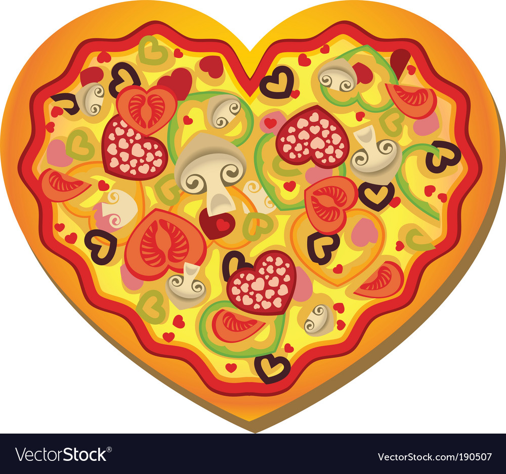 Heart shaped pizza Royalty Free Vector Image VectorStock