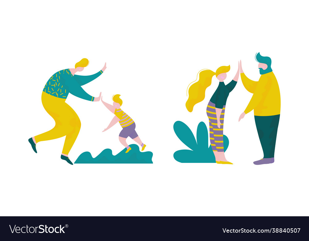 People character giving high five interacting Vector Image