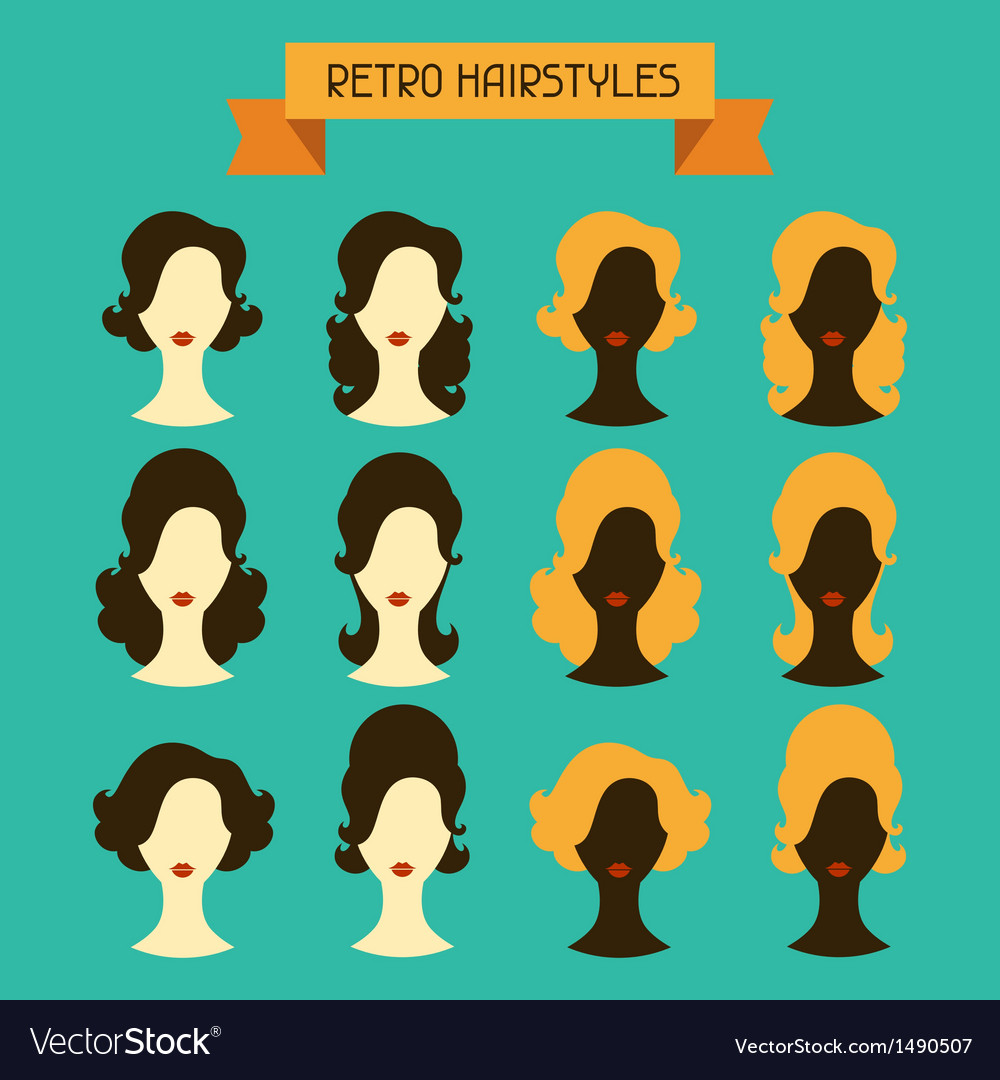Retro Hairstyles Female Silhouettes Royalty Free Vector