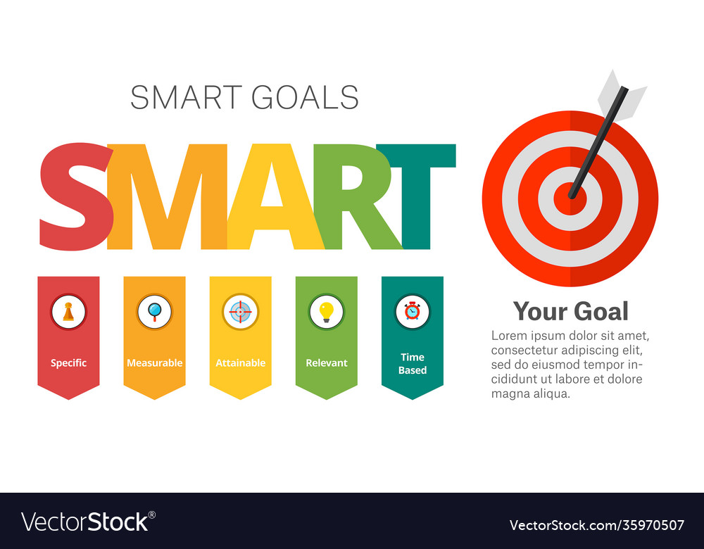 Smart goals setting diagram template Royalty Free Vector