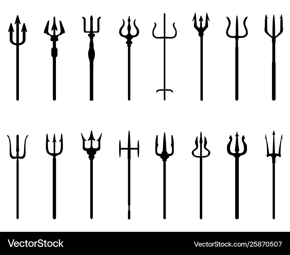 Trident black silhouettes Royalty Free Vector Image