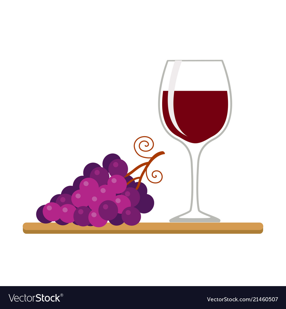 Wine glass and grapes isolated on white Royalty Free Vector