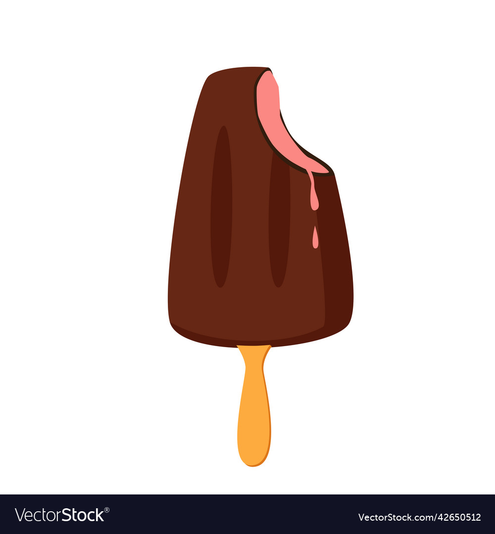 Bitten bar chocolate ice cream Royalty Free Vector Image