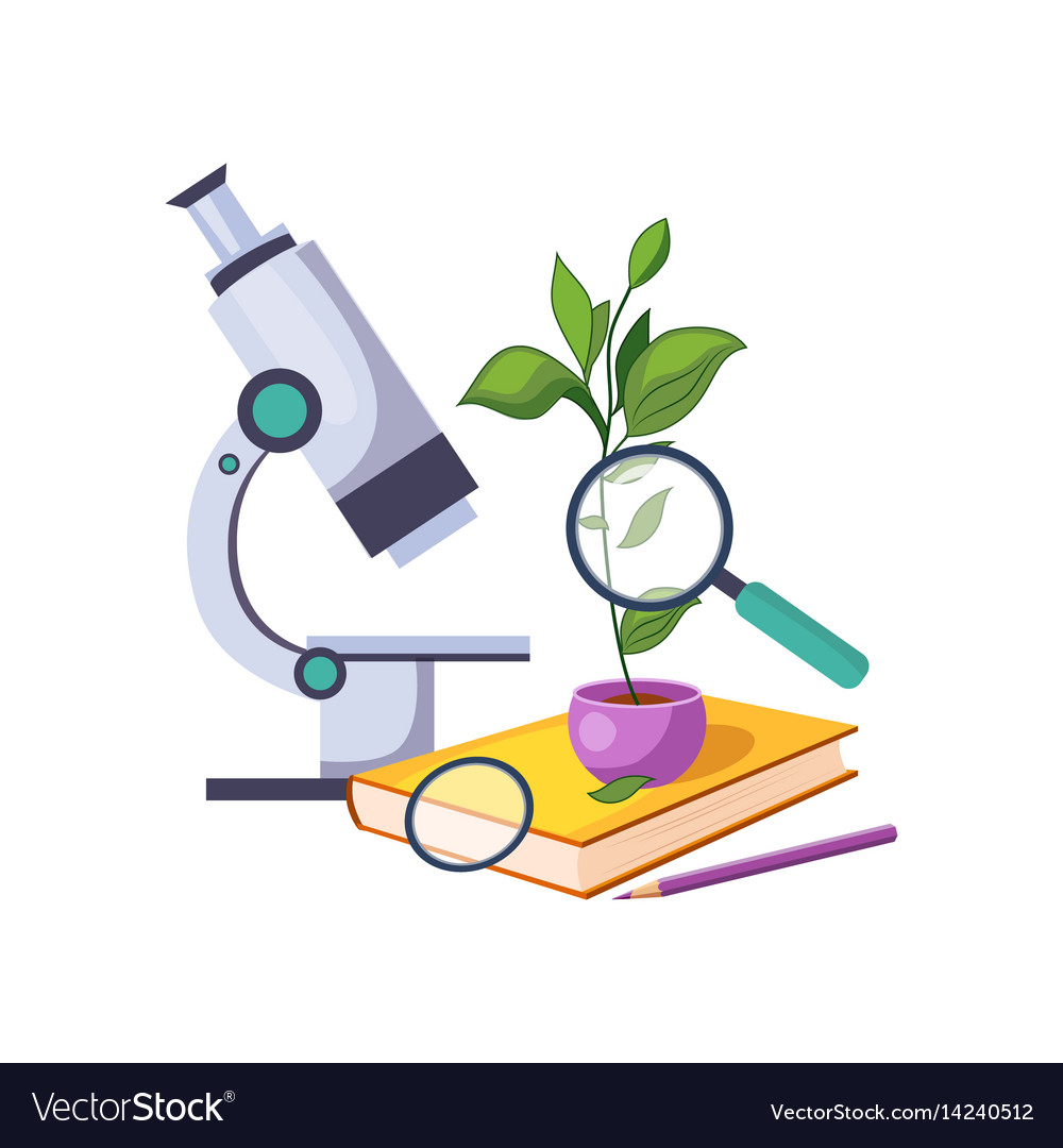 Botany kit with microscope and plant in pot set