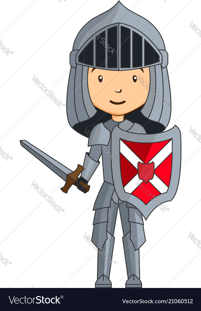 Cartoon knight character with sword Royalty Free Vector