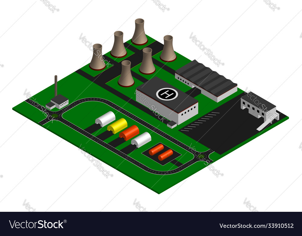 Isometric a power plant plant production Vector Image