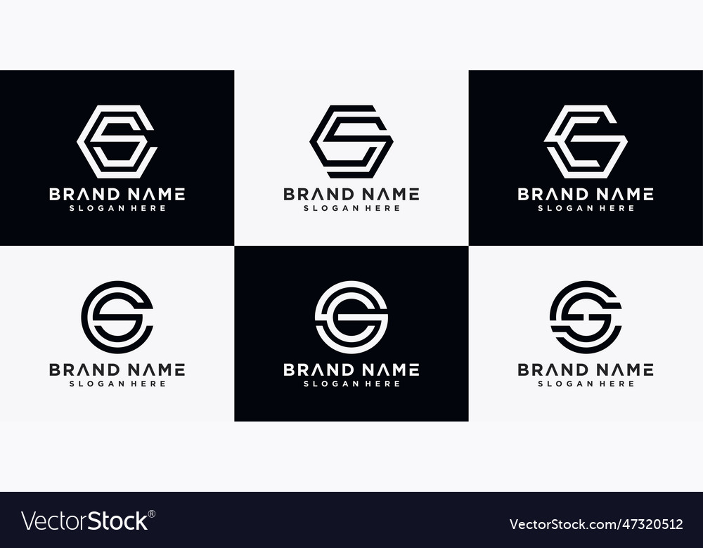 Set of monogram logo design template initial Vector Image