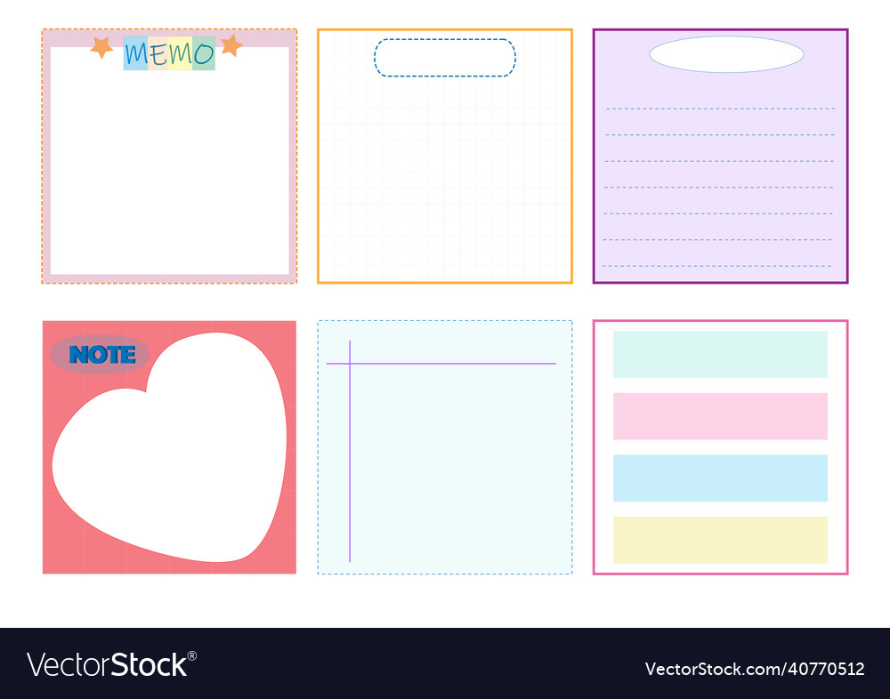 Set of the colorful notepad memo paper note Vector Image
