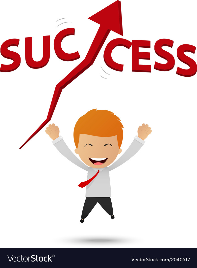 Happy businessman get success Royalty Free Vector Image