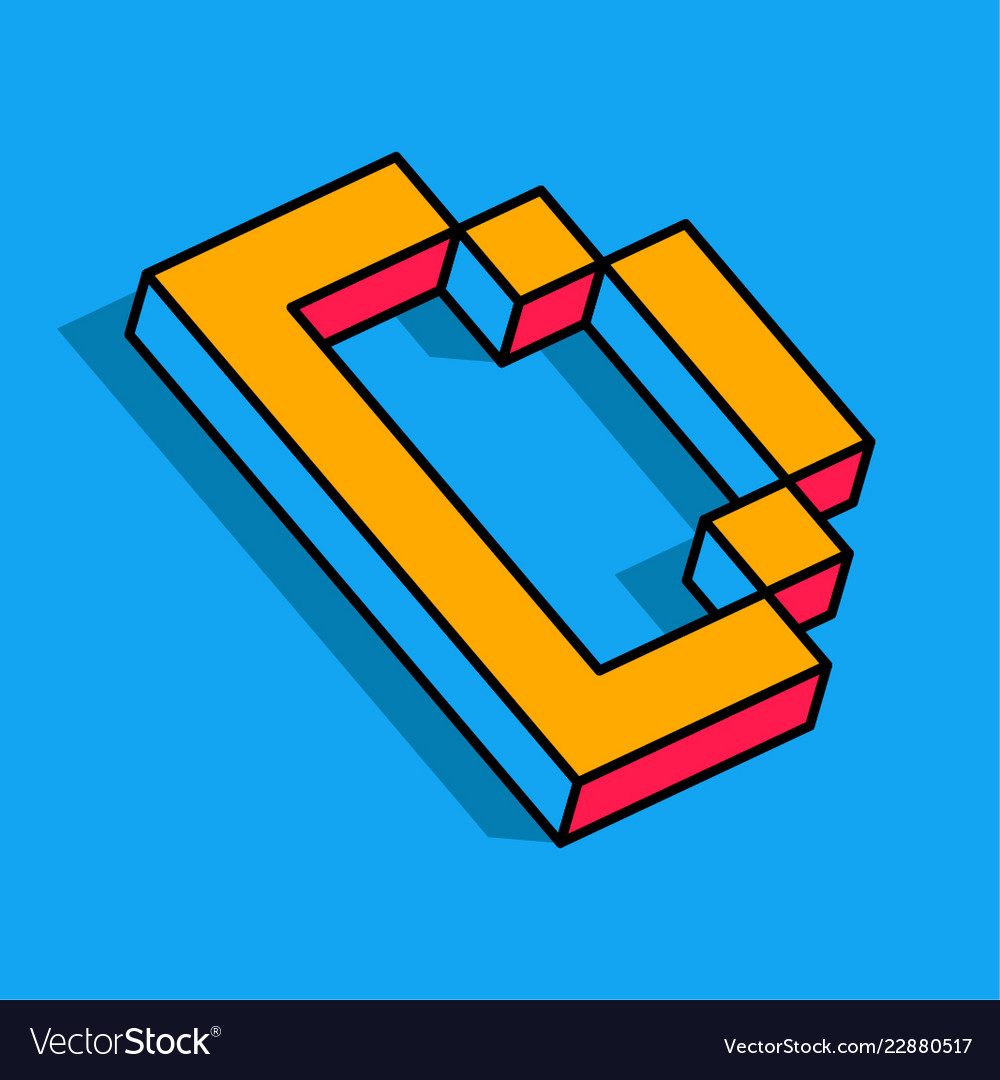 Isometric d letter d 3d logo Royalty Free Vector Image