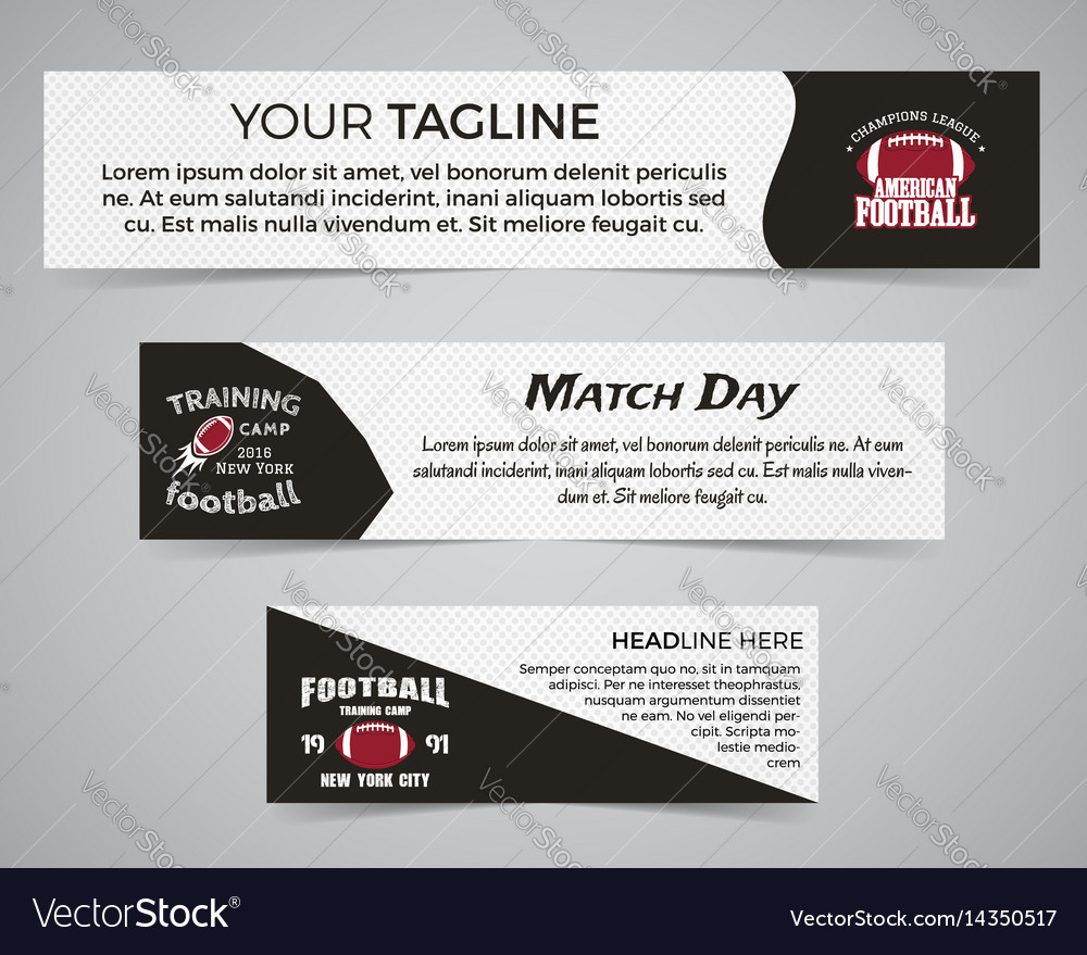 Set Of American Football Banner Template With Vector Image