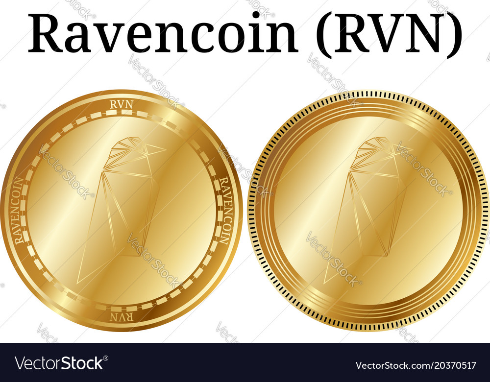 Set Of Physical Golden Coin Ravencoin Rvn Vector Image