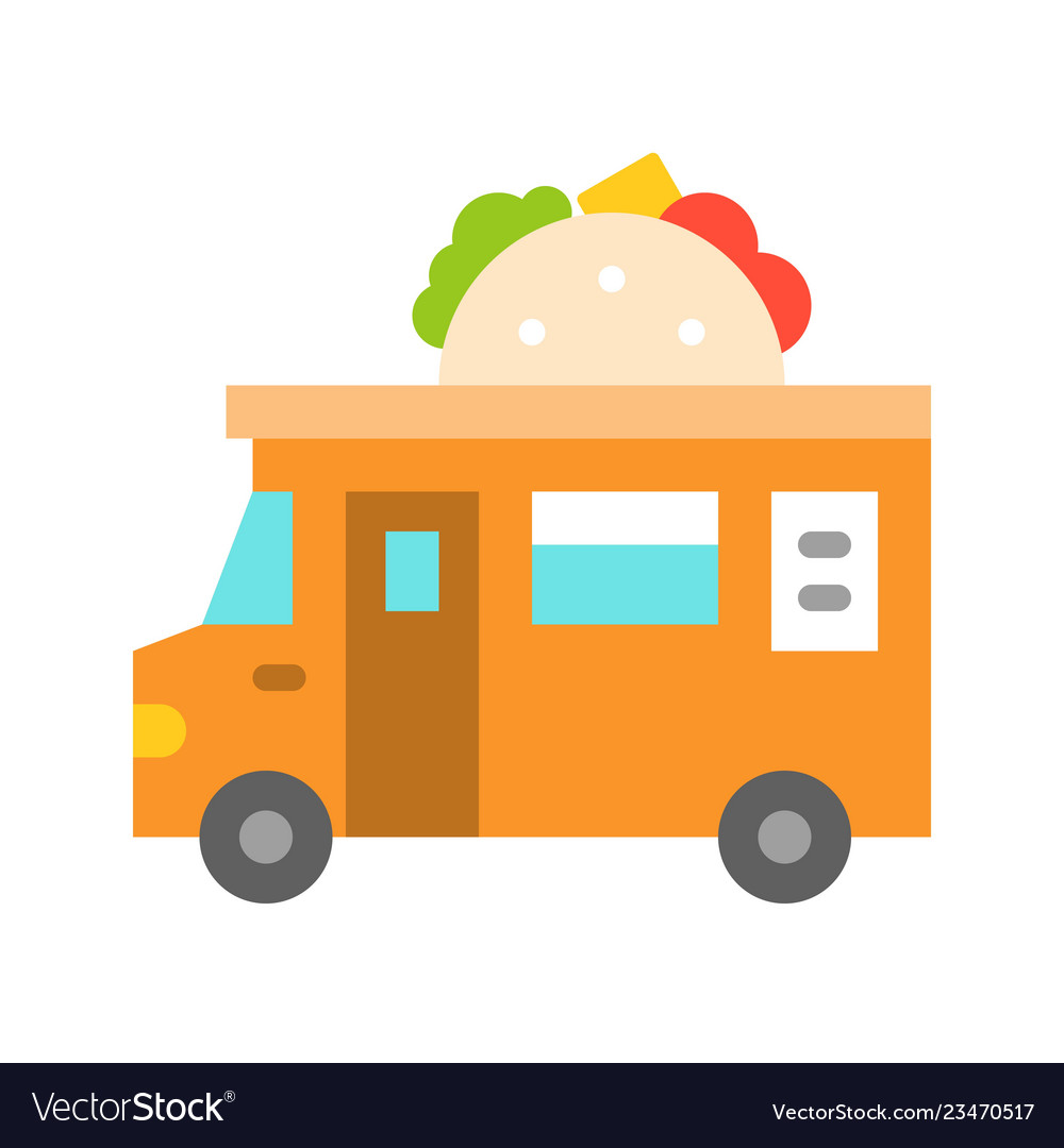 Taco truck food flat style icon Royalty Free Vector Image