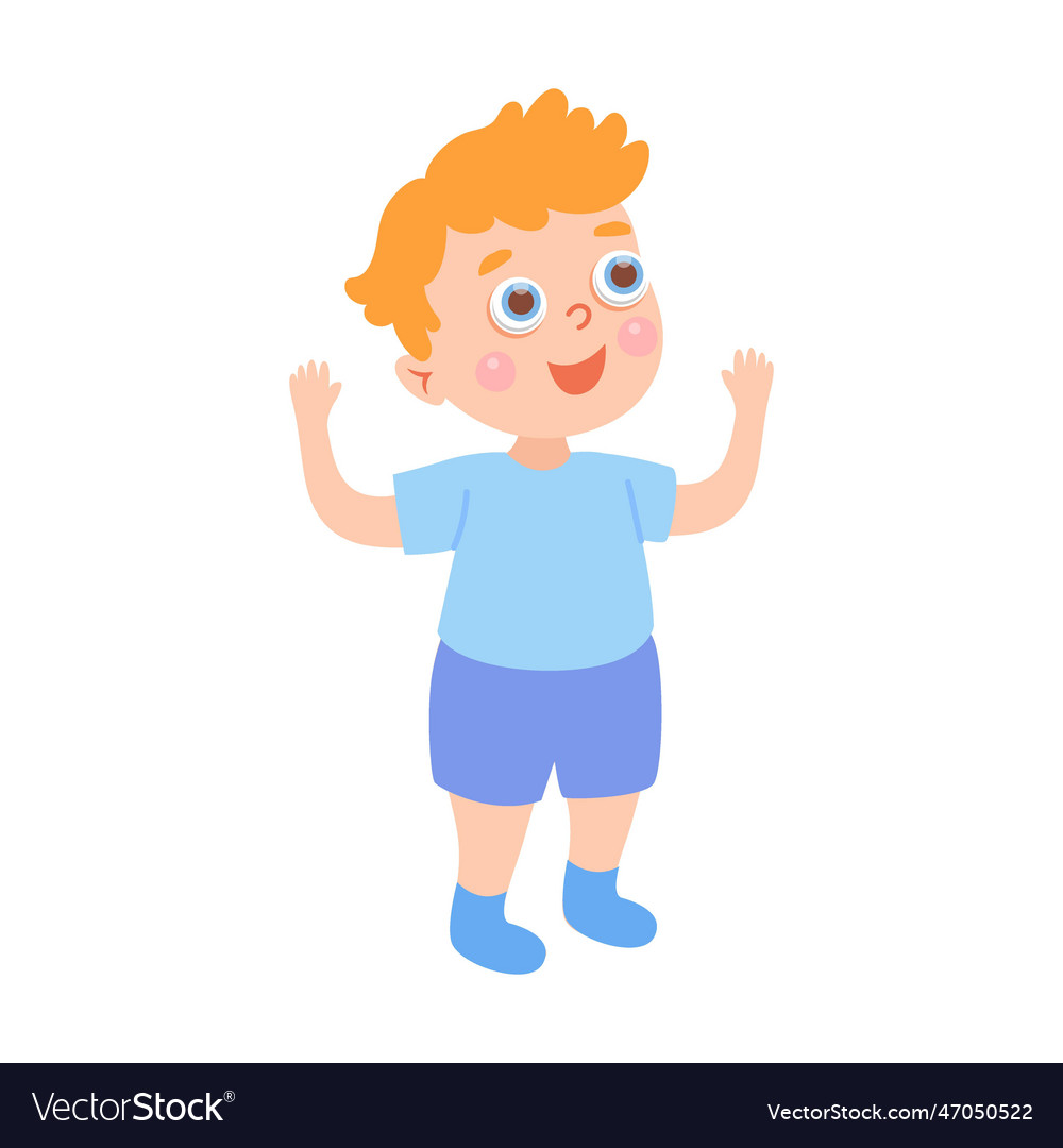 Boy stands on his feet cartoon child growth from Vector Image