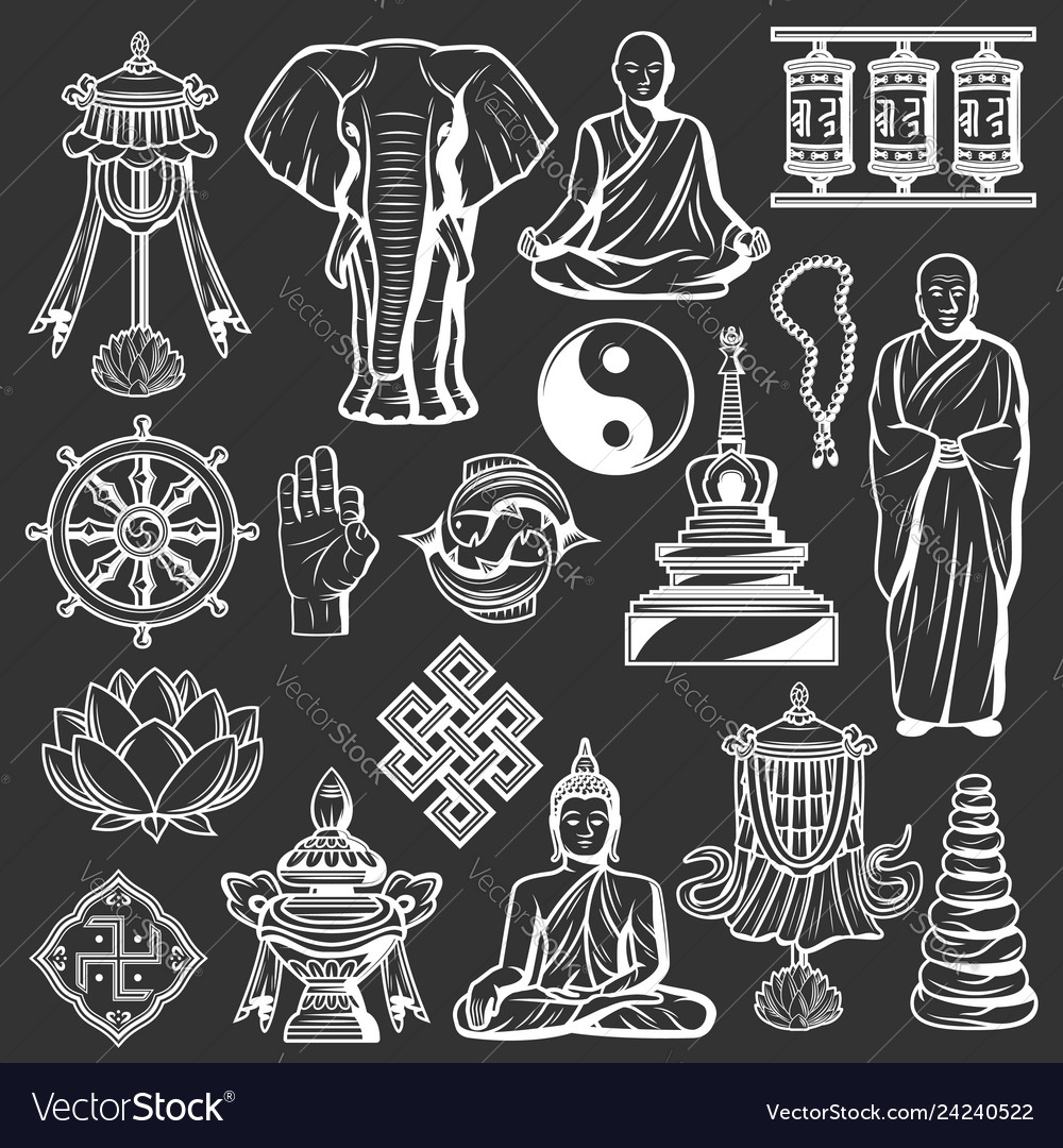 Buddhism religion and culture icons spirituality Vector Image