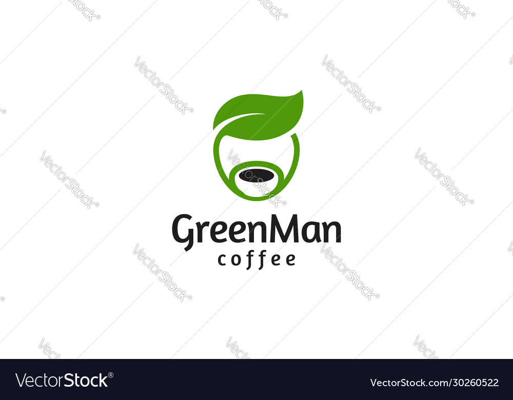 Green man coffee leaf logo